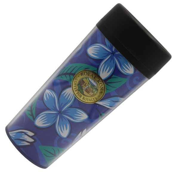 Royal Kona Coffee For Royalty Tumbler Hawaii Plumeria Blue Island Heritage 16oz - Picture 3 of 11